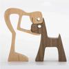 Famiglia Cucciolo Legno Cane Artigianato Figurina Regalo di San Valentino Modello di Intaglio Decorazione per Casa Ufficio Regalo di Natale Decorazione per Coppia