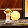 10 Cm Moon Lamp with Astronaut Figurine | Stunning Golden LED Light for Home, Office Desk, Car Dashboard, Modern Room Décor, and Perfect Gifting Idea