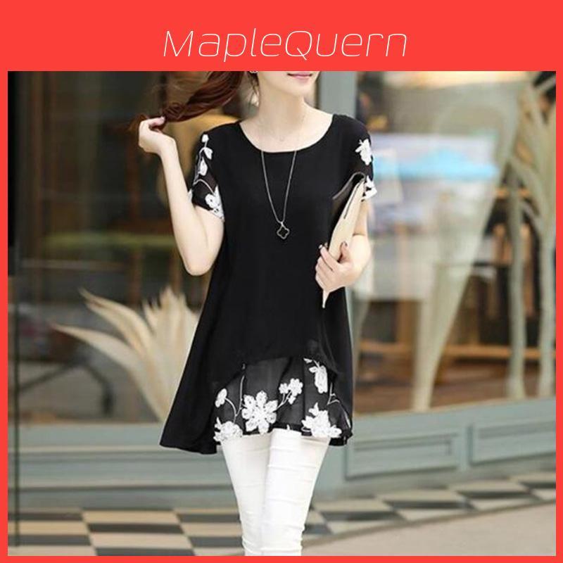 Elegant Summer Women's Short Sleeve Round Neck Chiffon Dress In Various Sizes
