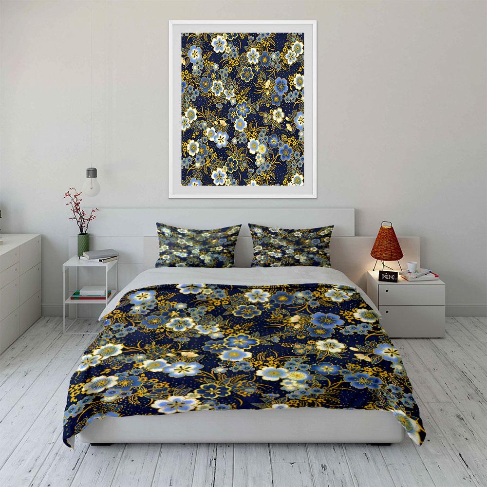 Floral Pattern Home Decor Set Soft Comfortable Duvet Cover Bedding Set Included 1*Duvet Cover & 2*Pillowcases, Gift