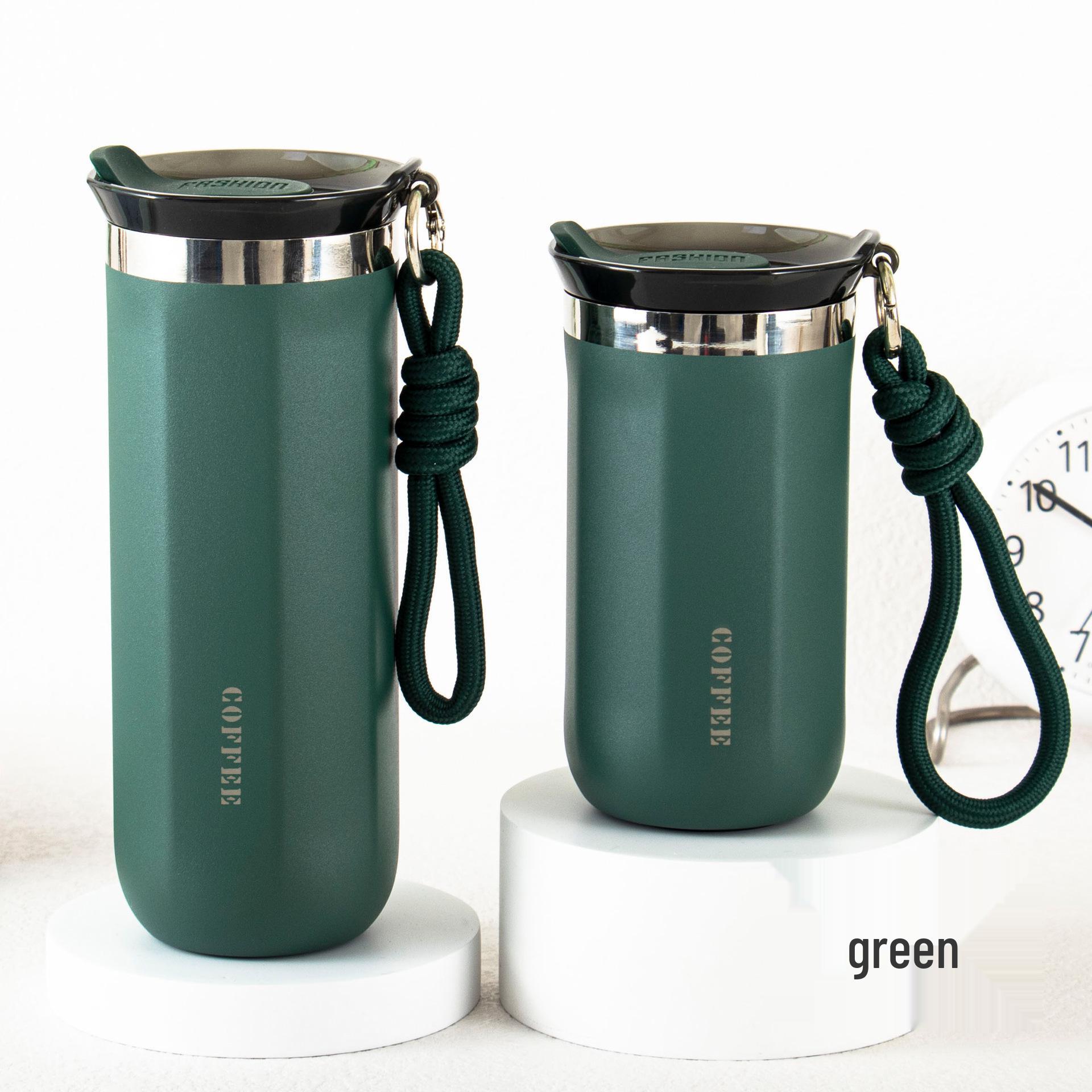 

Nordic Style 304 Stainless Steel Insulated Outdoor Coffee Cup - Portable Handheld Kettle Gift 350ml зелёный