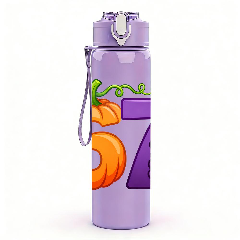 1PC 67 Grape Fruit Creative Lettering 750ml Color Plastic Water Bottle Leakproof Flip Straw Lid For Sports Office Home Use