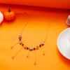 Halloween Pottery Pumpkin Ghost Witch Hat Fringed Alloy Pendant Necklace Skeleton Hand Spider Simple Necklace