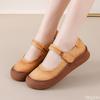 Ladies Mary Jane Shoes Womens Genuine Leather Comfort Flats Hollow Fashion Hook Loop Lightweight Soft Shoes Woman Strap Moccasin