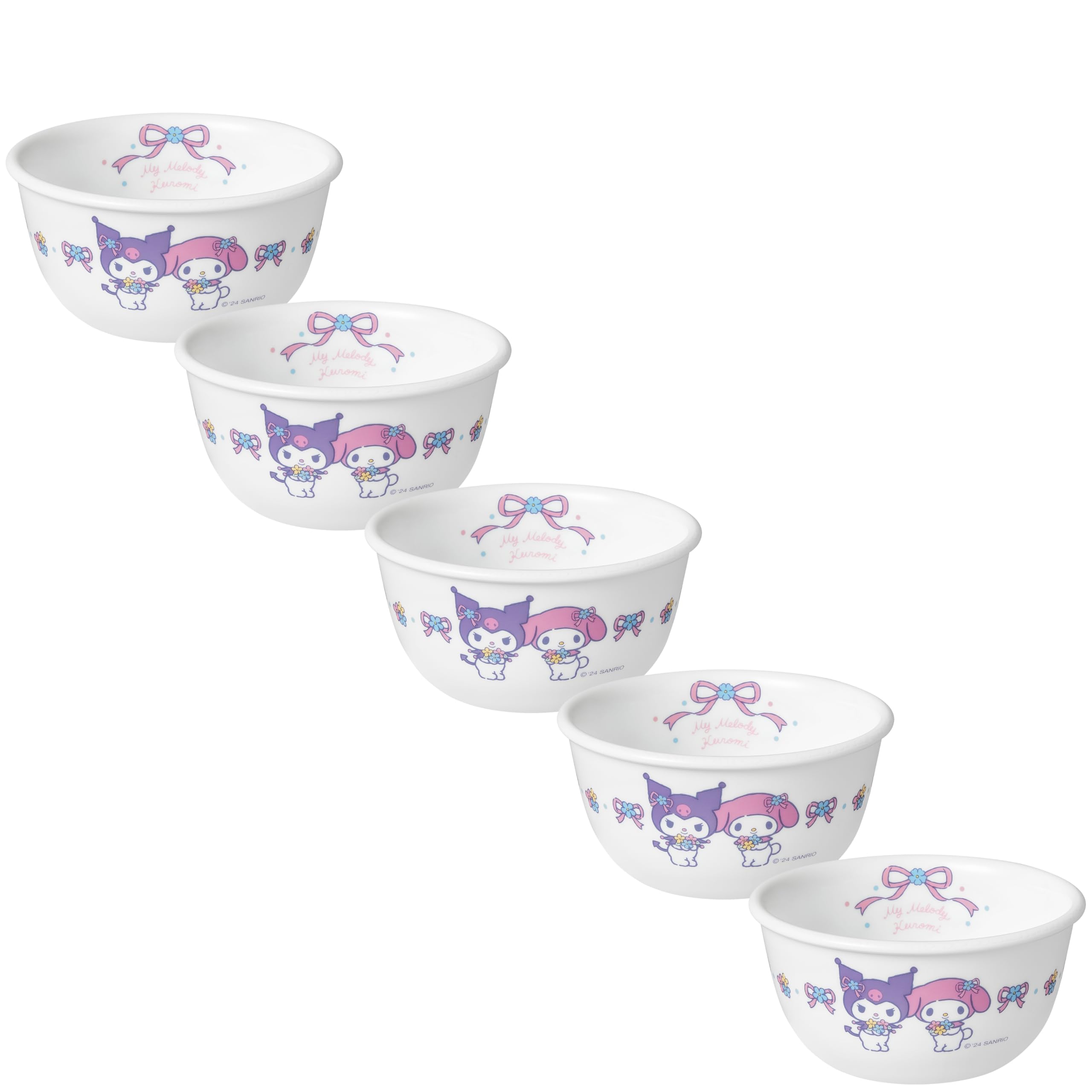 

Pearl Metal CORELLE Рисовые миски и посудомоечная машина My Melody Kuromi Набор из 5 мисок, блюд, тарелок, ударопрочный, легкий, микроволновая печь, духовка,