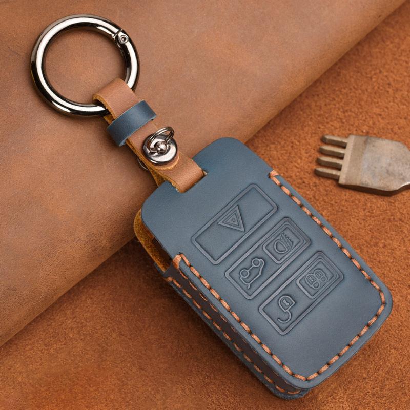Echtleder-Schutzhülle für Land Rover Range Rover Sport Velar Evoque Freelander Discovery Jaguar XF XJ XJL XE Schlüsselanhänger Hülle