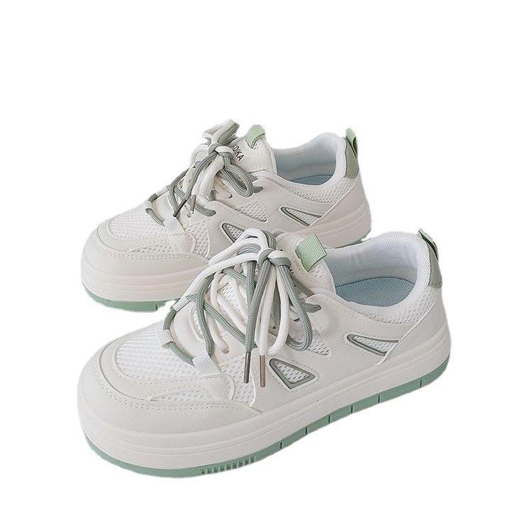 Board shoes women's 2025 spring new rubber muffin soft-soled women's shoes color matching small fresh green casual sports white shoes