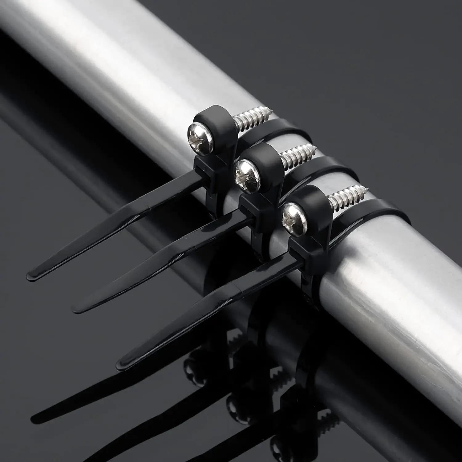 

100/1000 ШТ. Кабельні стяжки з гвинтовим отвором Багаторазові фіксовані нейлонові кабельні стяжки Самоблокуючі шнурові стяжки Ремінці Петля для кріплення Офісний органайзер 100PCS-1Pack чорний