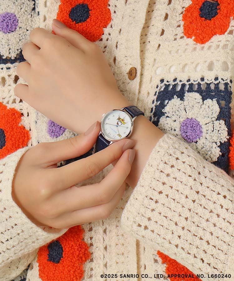 Bleu Bleuet Hello Kitty Ribbon Embossed Watch (Red)