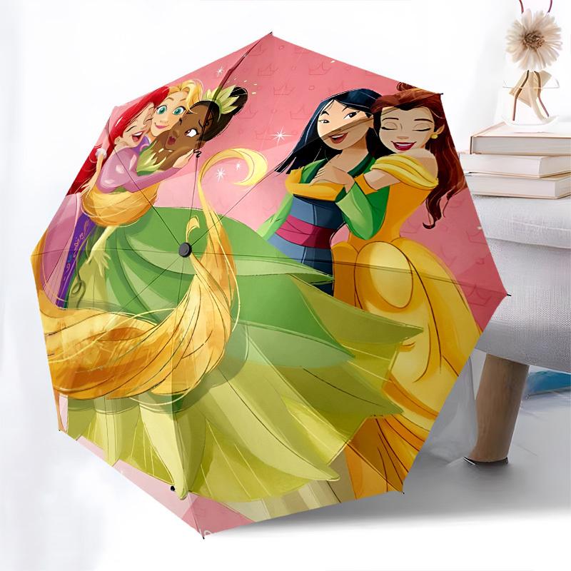 Princess Friendship, Disney Magic Themed Automatic Opening and Closing Umbrella, Brightly Colored 8-rib Portable Umbrella, Suitable for Men