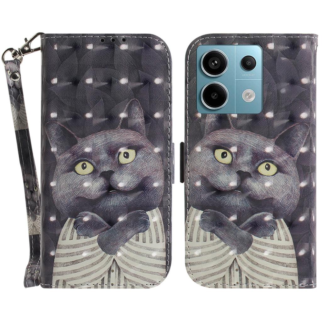 For Xiaomi Redmi Note 13 Pro 5G/Poco X6 5G Wallet Case 3D Pattern Print Leather Cover with Strap