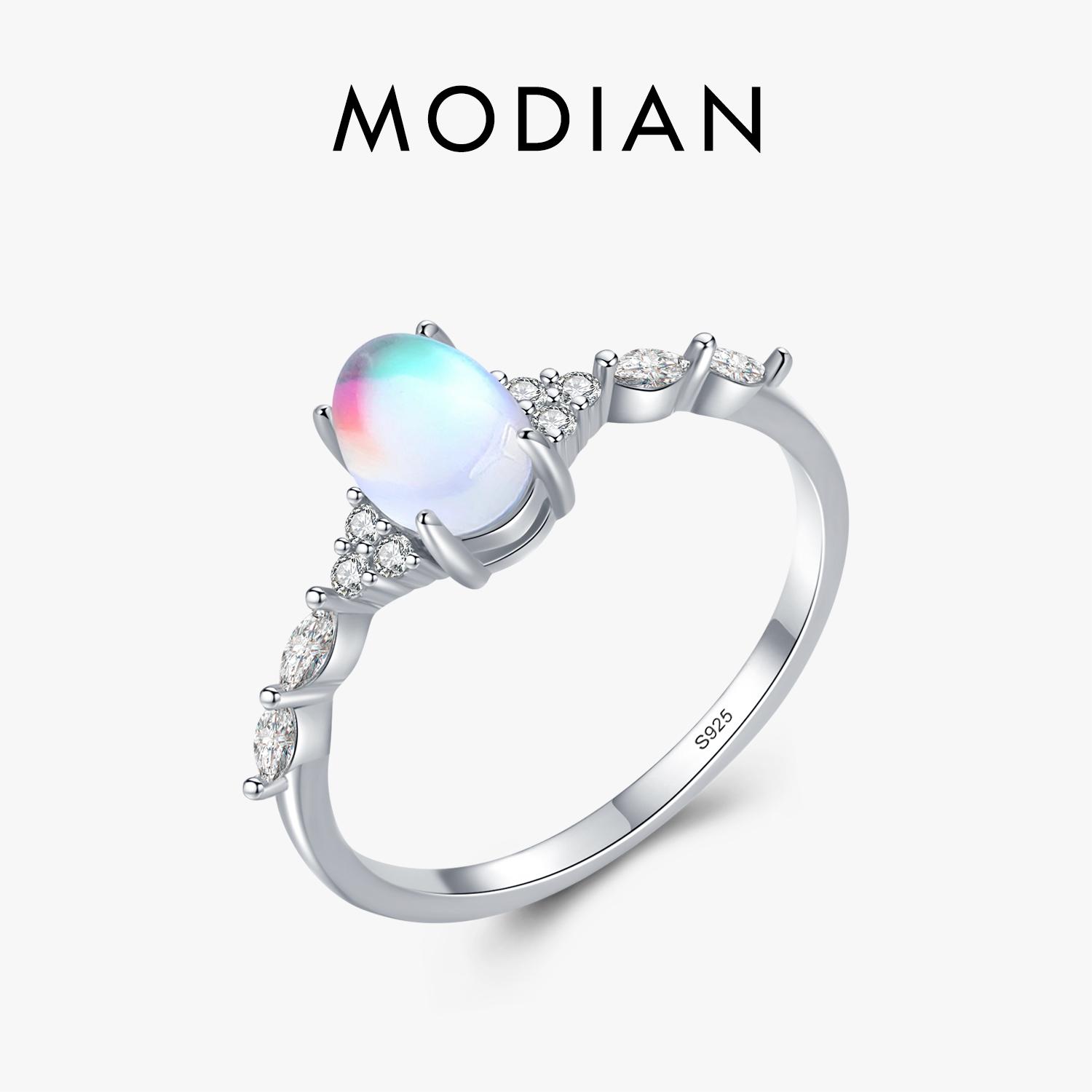 

925 Sterling Silver Minimalist Oval Moonstone Ring Thin Women Engagement Female Ring Wedding Band Silver 925 Jewelry Gift 9