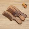 Peach Wood Carved Comb with Fine and Medium Teeth - Handleless, Floral Design