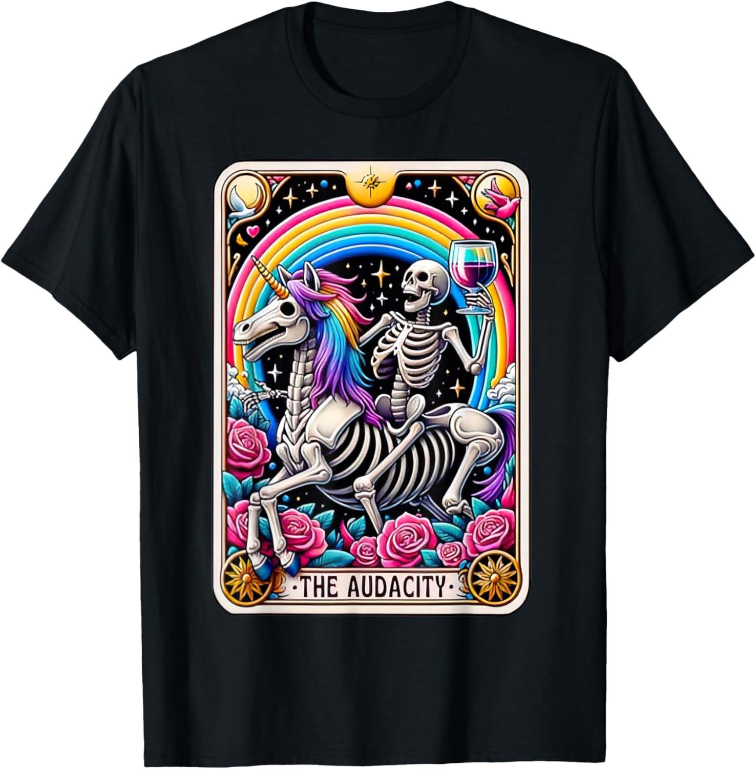 The Audacity Funny Tarot Card Sarcastic Skeleton T-Shirt S