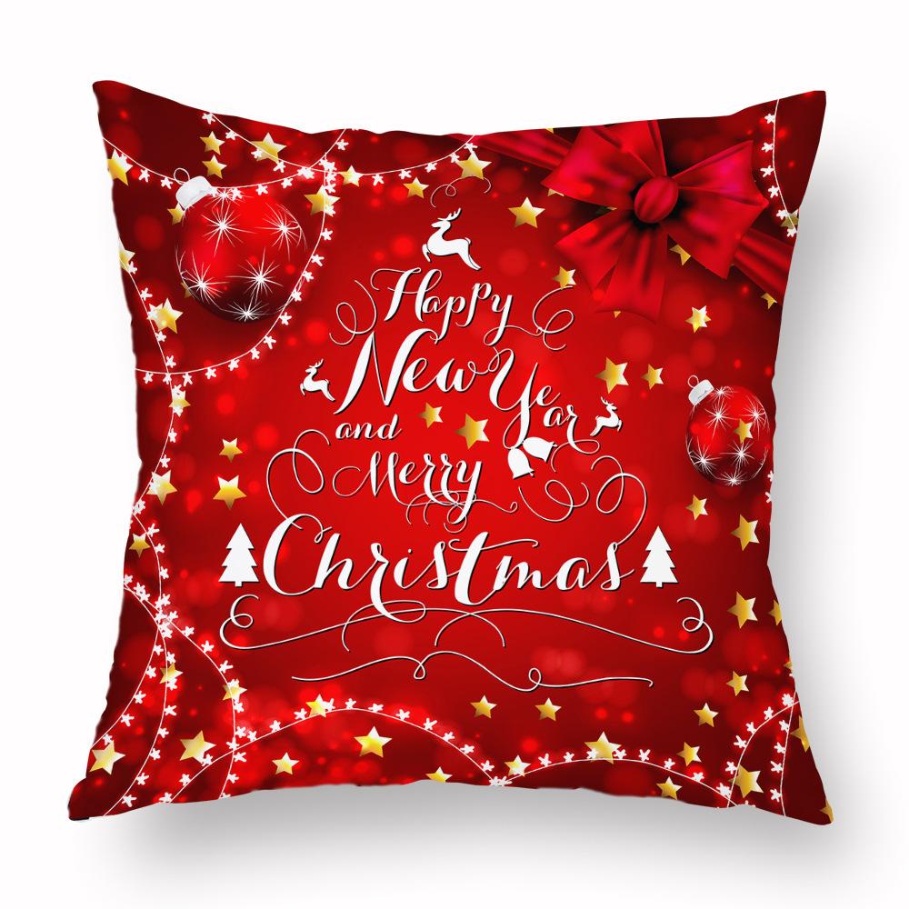 Santa Claus Pillow Case Bell Home Decoration Living Room Sofa Cushion New Snowflake Pillow Can Be Customized