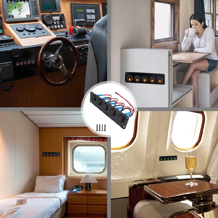 Multifunctional Space Saving 20A 12V Red LED Toggle Switch Panel for Car Truck Motorhomes and Marine Electrical Systems