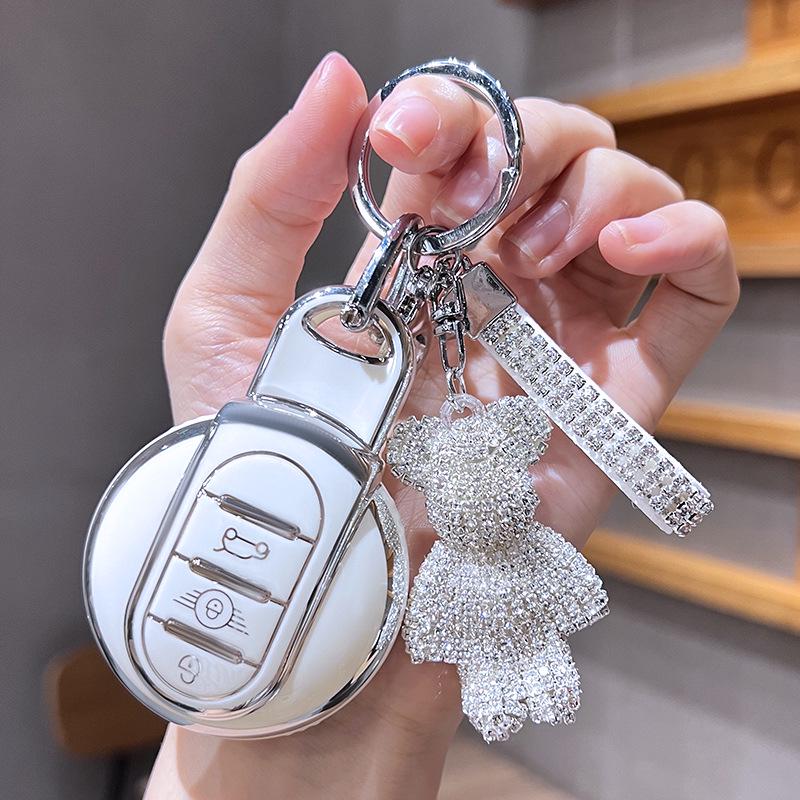 Mini Cooper Key Case: Cute Rhinestone Shell Buckle for Men & Women
