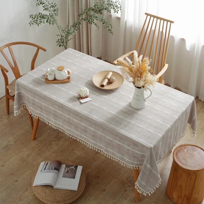 Polyester Jacquard Braid Hollow Fringed Tablecloth Striped Lace Rectangular Coffee Table Table Cloth