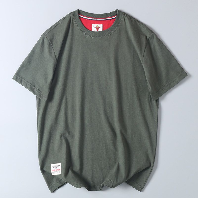 Foreign Trade Export Surplus Summer Solid Color Pure Cotton Brushed Short-Sleeve T-Shirt Men's Basic Half-Sleeve Undershirt