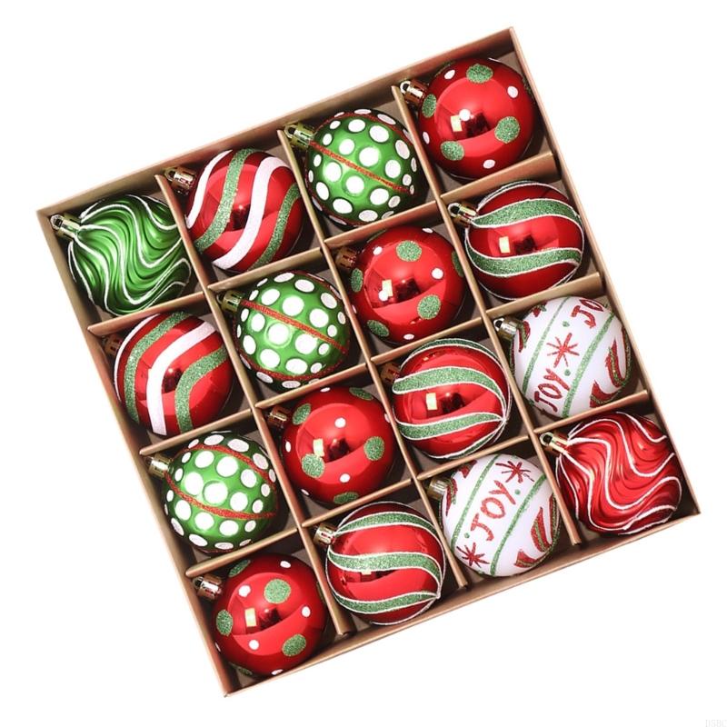 16Pcs Glittering Christmas Ball Baubles Ornament Shatterproof Christmas Tree Hangings Decorations for Winter Holiday
