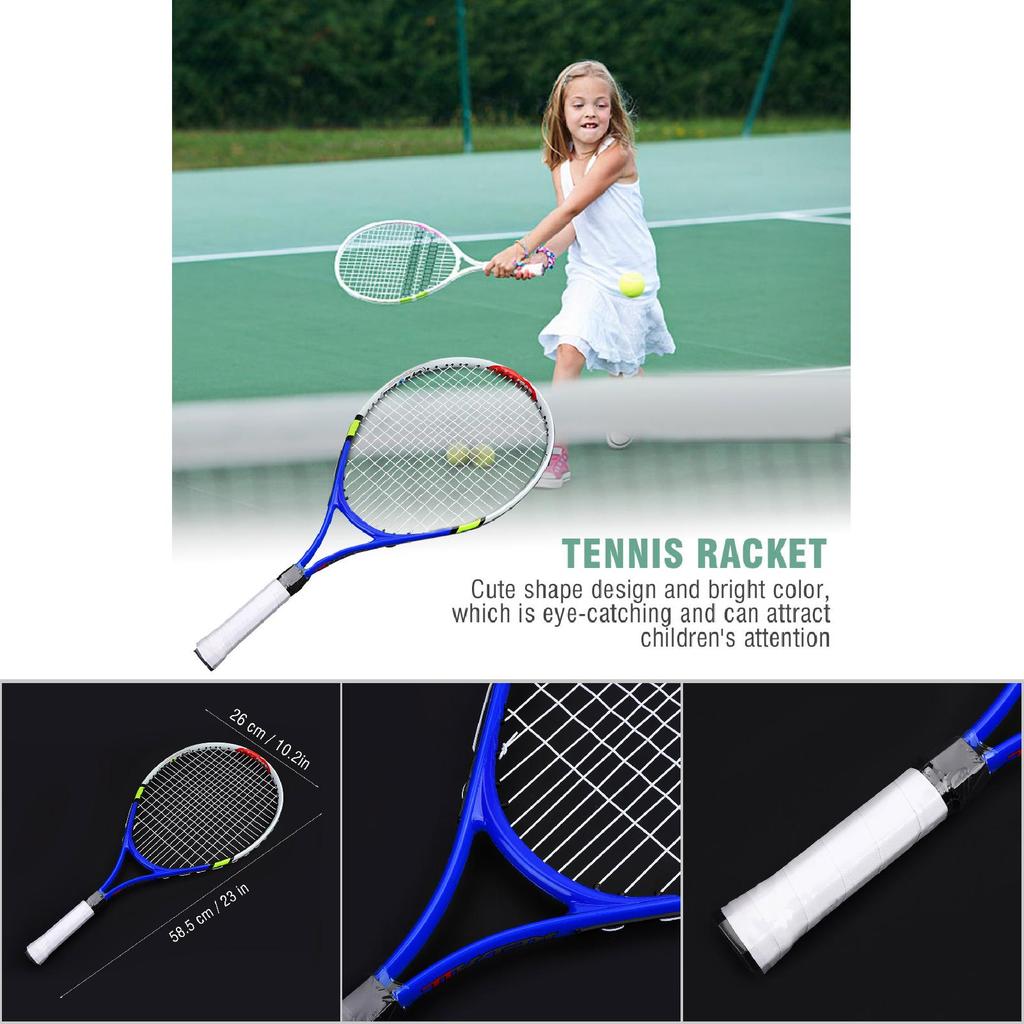 Durable String Single Tennis Racket Racquet for Kids Training Practice( Blue )