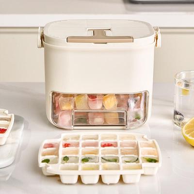 Ice Maker Tray Ice Mold Drawer-Type Container Invisible Handle Large Capacity Kitchen Making Mold For Home Outdoor Camping Party