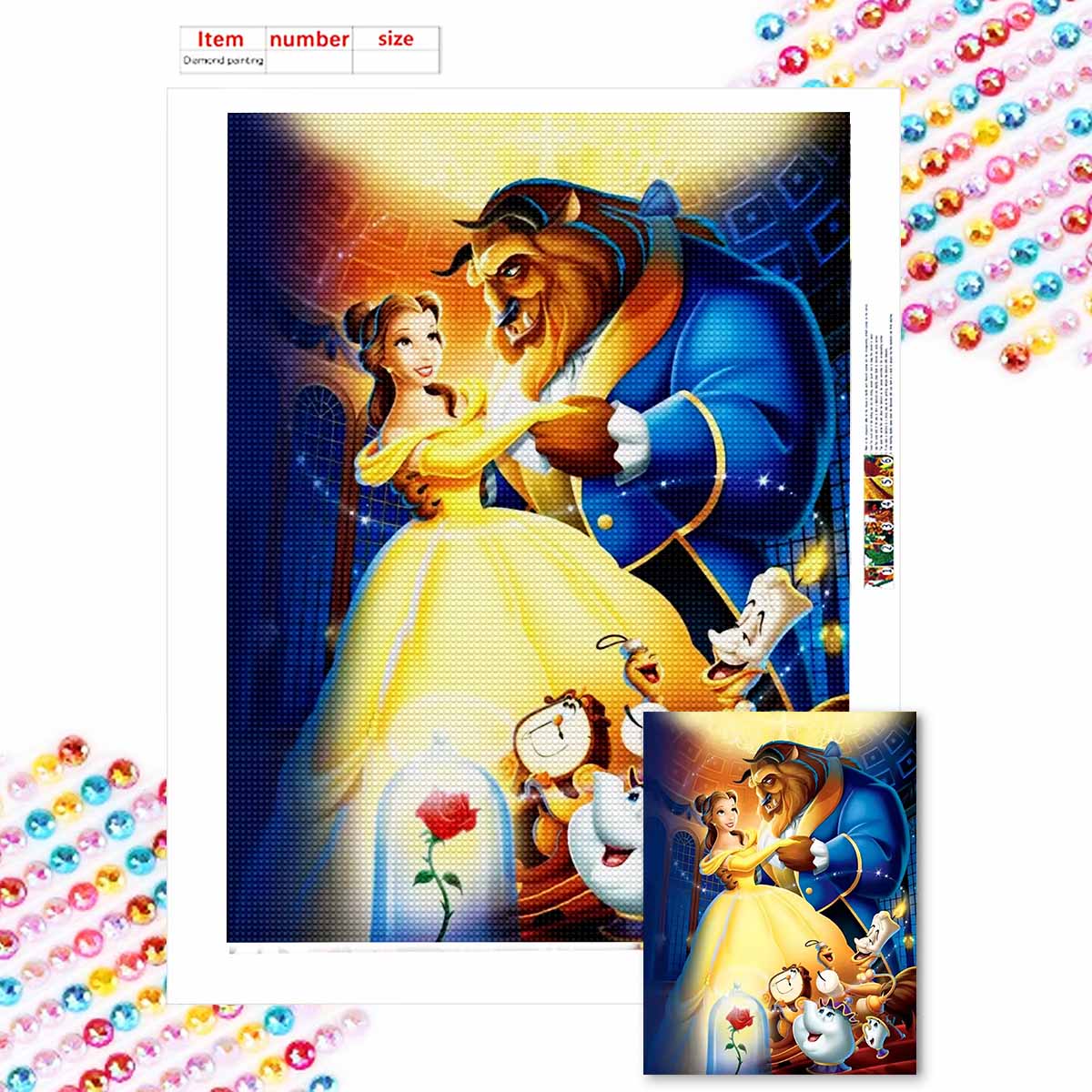 

Полная круглая алмазная живопись Красавица и Чудовище Искусство Стразы Картина Мозаика Сделай сам 5D Вышивка крестом Домашнее украшение Round 50x70cm
