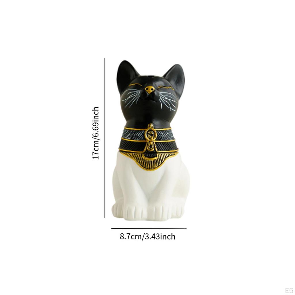 Cat Incense Burner Resin Holder for Farmhouse Meditation Living Room Black