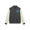 Li Ning Basketball Collection, Letter Print Baseball Collar Fleece Lined Jacket Men's Obsidian Gray AJDU007-5
