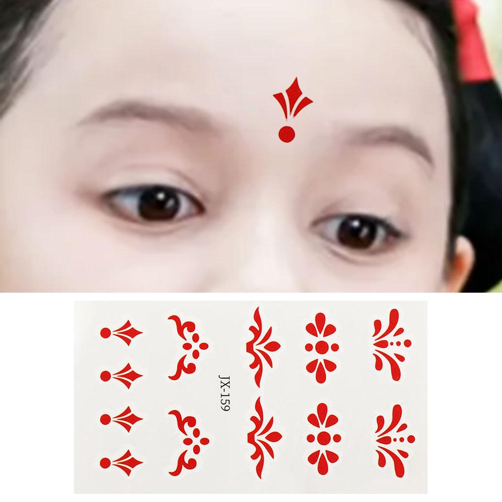 New Years Beauty Forehead Stickers Chinese Face Tattoo Red Eye Makeup Decal Girl