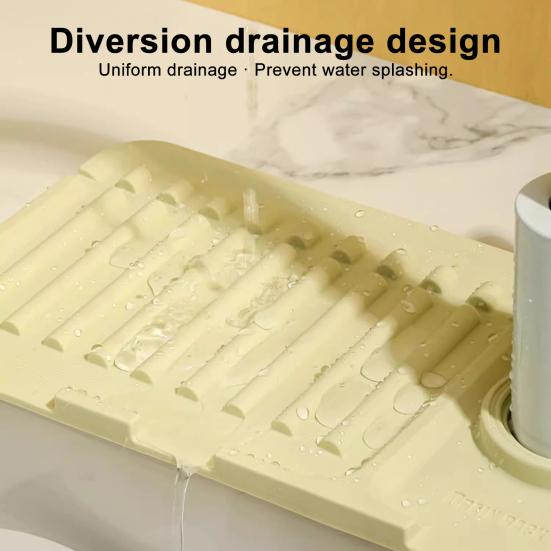 Silicone Sink Splash Guard Mat Quick-Drying Non-Slip Counter Protector Cut-to-Fit Faucet Splash Protector Multi-Purpose Pad for Kitchen Bathroom
