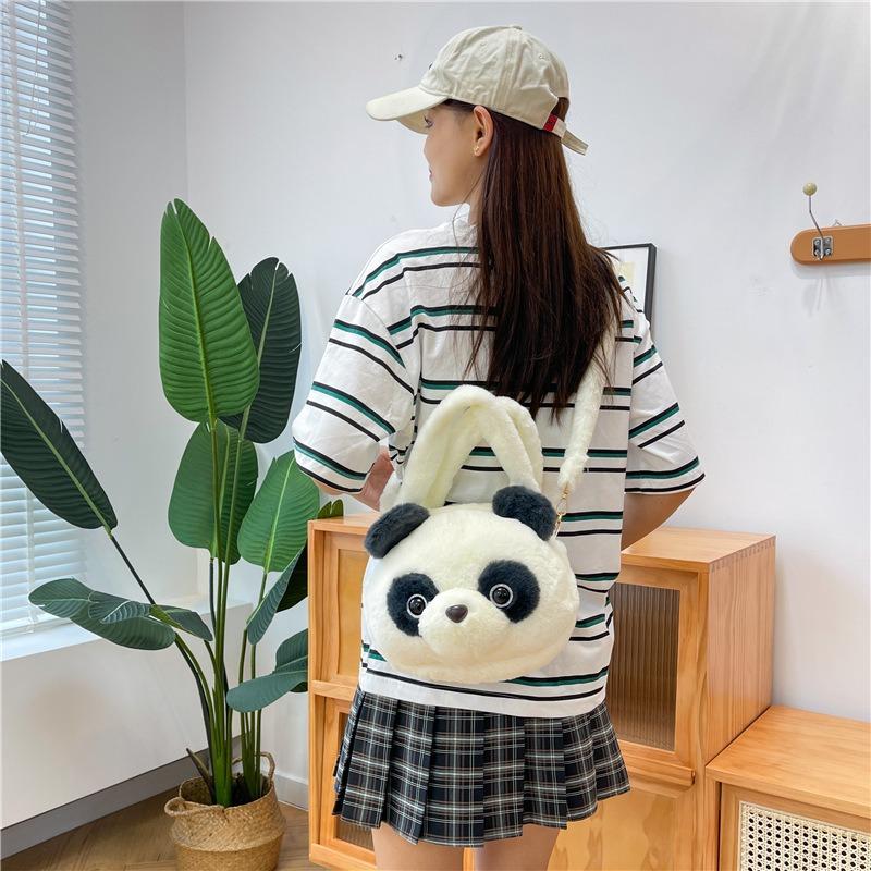 New Autumn and Winter Plush Doll Handbag Doll Shoulder Messenger Bag Girl Children Giant Panda Cartoon Bag