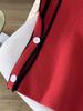 European & American V-neck Color Block Fleece Knit Vest - Autumn Loose Fit