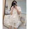 Youth Vitality Pattern Pajamas Women'S Summer Thin Side-Sleeved Lace Short-Sleeved Loungewear Two-Piece Set