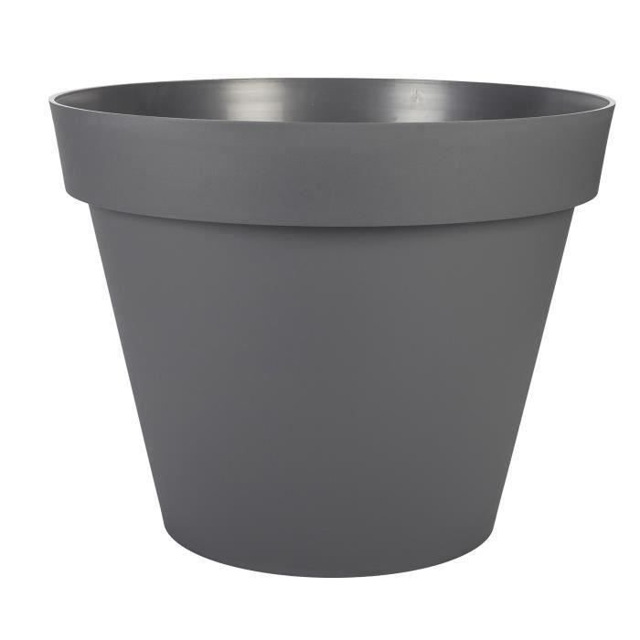 EDA Pot de fleurs rond TOSCANE - 76 L - Ø 60 x H 47 cm - Gris anthracite