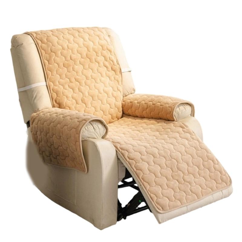 

Flannel Sofa Slipcover with Side Storage Pockets Soft Warm Recliner Chair Cover For Efficient Organization Universal коричневый