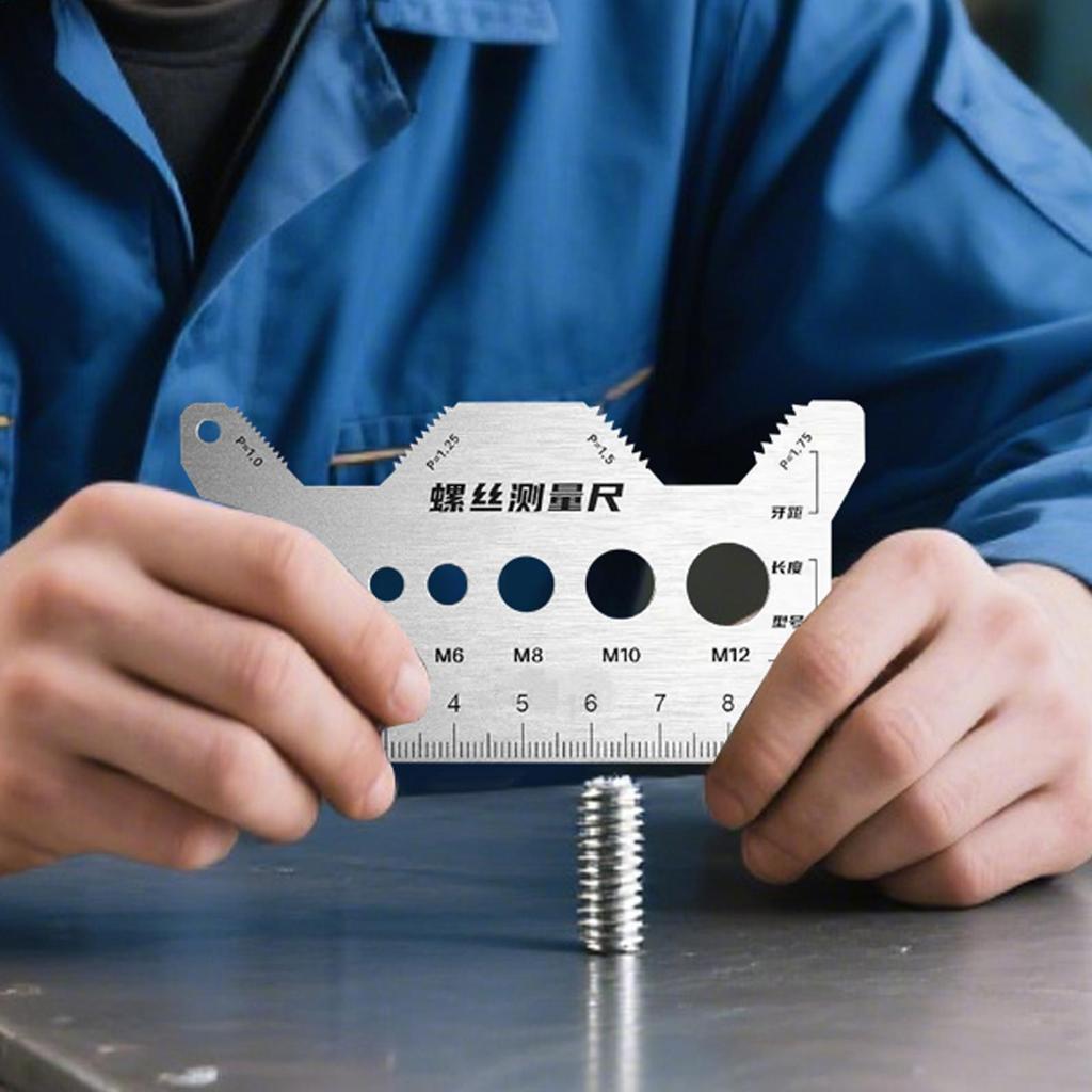 New Bolt Measuring Tool Nut Bolt Thread Stainless Steel Sizer Flat Double-Sided Screw Measuring Device For Pattern Jewelry Watch