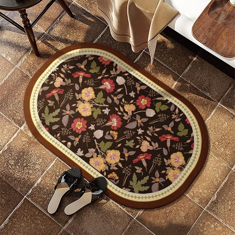 Bathroom Carpets Non-slip Absorbent Washable Floor Mats Diatom Mud Toilet Door Rug American Vintage Home Decoration Foot Mat
