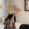 Women Summer Sunhat Cotton Ponytail Bucket Hat Outdoor Beach Adjustable Sun Visor Hats Solid Color Foldable Panama Fisherman Cap