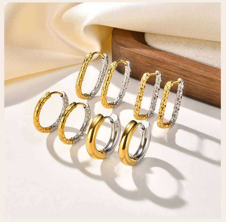 18K Gold Plated Two Tone Earrings for Women, Stainless Steel Earrings, Chunky Thick Dangle Earring Statement Jewelry