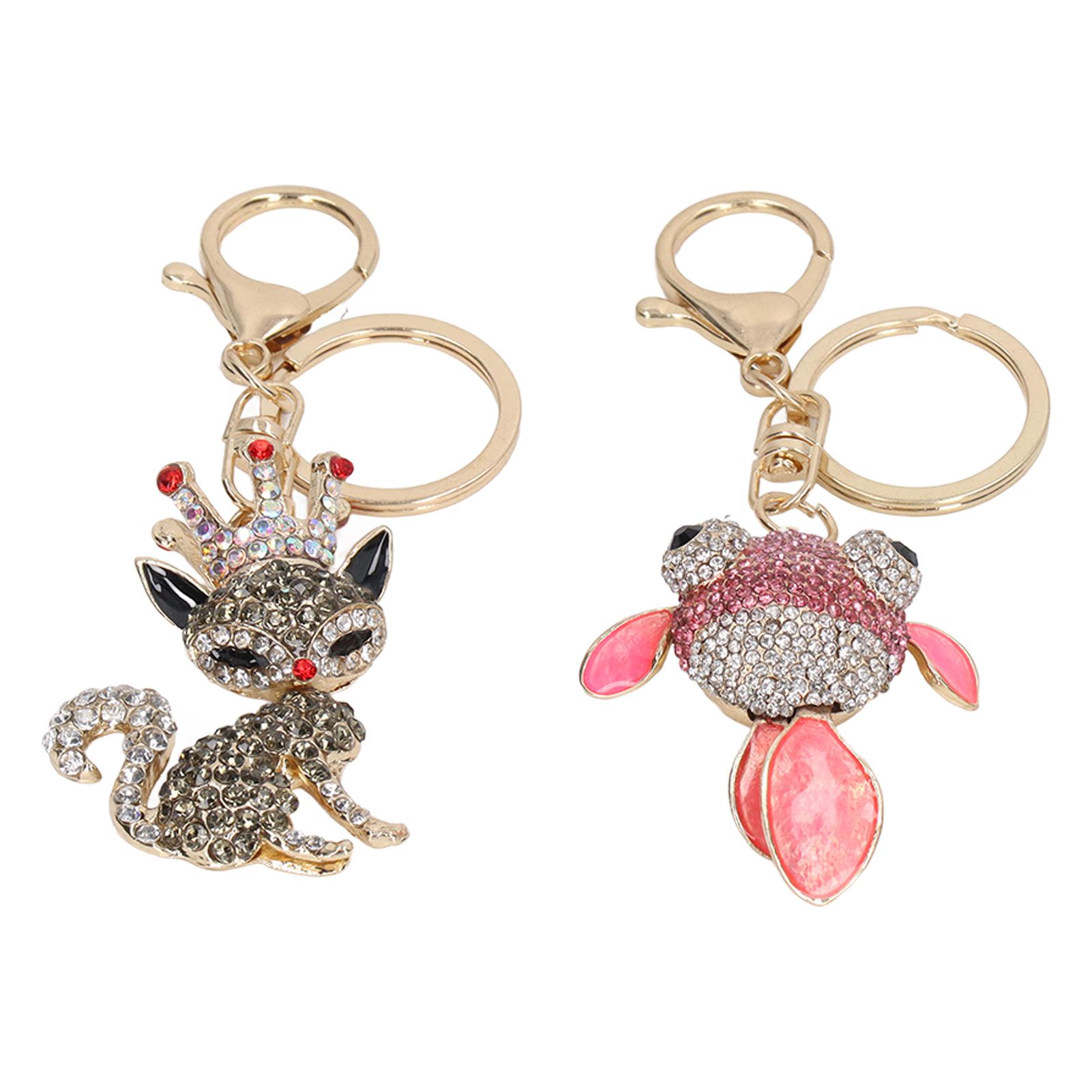

2 шт. брелок со стразами в стиле животных, яркие цвета, элегантные брелки со стразами в виде животных для сумки