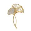 High-End Ginkgo Biloba Leaf Diamond-Encrusted Pearl Pin Brooch Temperament Dual-Purpose Anti-Light Clothes Accessories