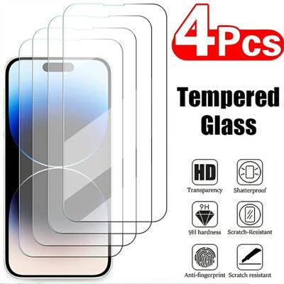 Screen Protector For Apple iPhone 13 14 15 16 Pro Max 14 15 16 Plus 13 Mini 4Pcs HD Tempered Glass