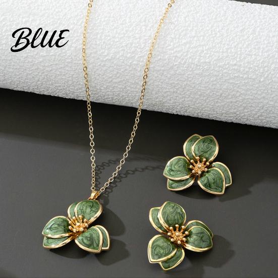 Minimalist Jewelry Set 2Pcs/Set Women Enamel Flower Charm Adjustable Beautiful