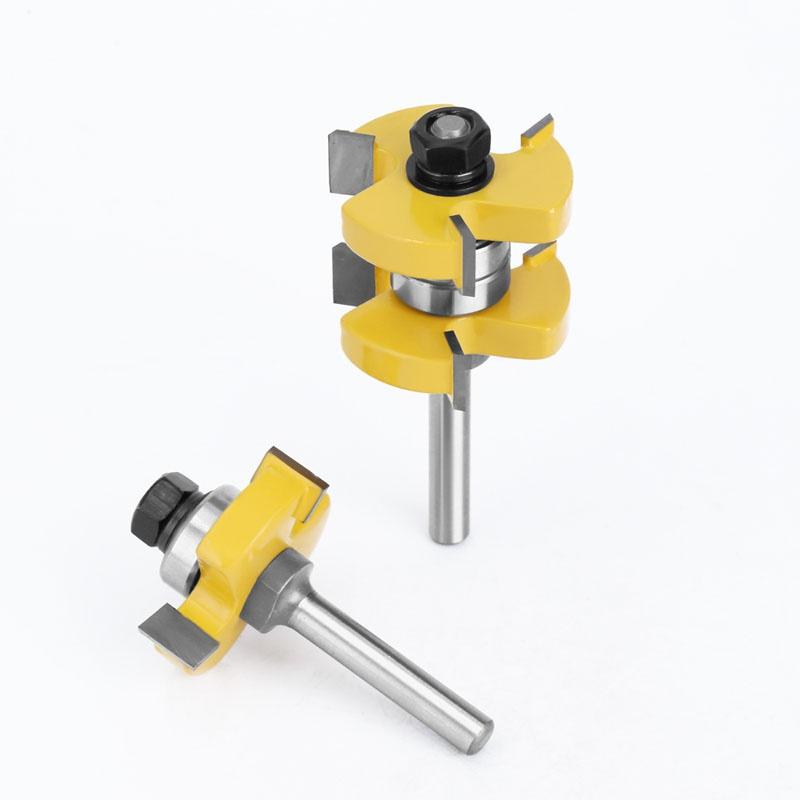 2pcs Set 8mm 12mm 1/2inch Shank Tongue & Groove Router Bits Set Stock 1-1/2 Tenon Milling Cutter for Wood Woodworking Tools Bit