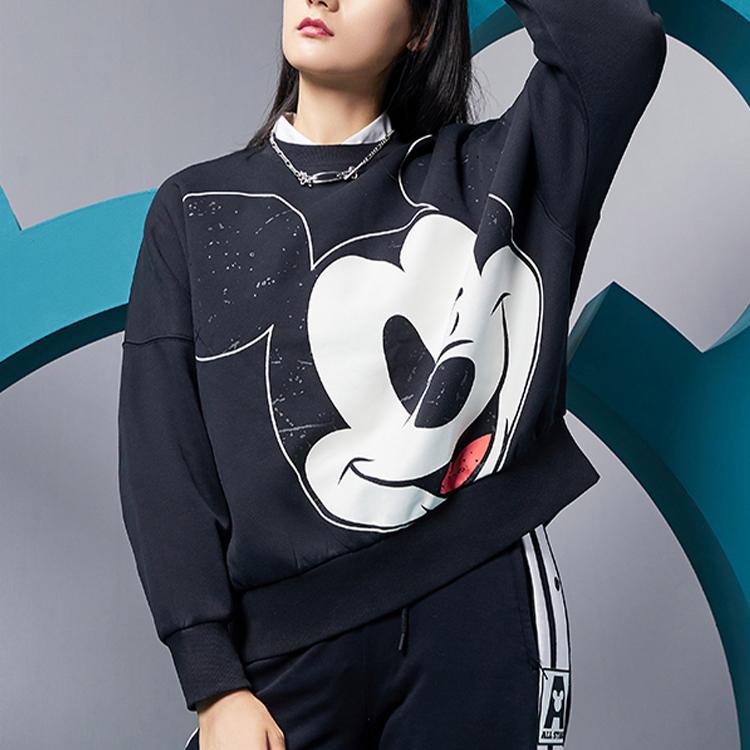 Li-Ning X Disney Co-Branded Oversized Pullover Sweatshirt Women Sweatshirt Black AWDQC28-2