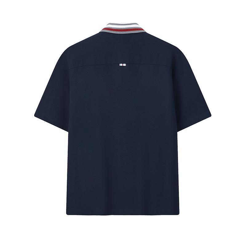 FILA Heritage Fashion Trendy Minimalist Classic Retro Casual Versatile Comfortable Loose Short Sleeve Polo Shirt Men tops Cigarette-Blue F11M628132FDB