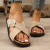 Boken Thick-soled Slippers Summer Straight-line Cross-belt Buckle Beach Shoes and Flip-flops