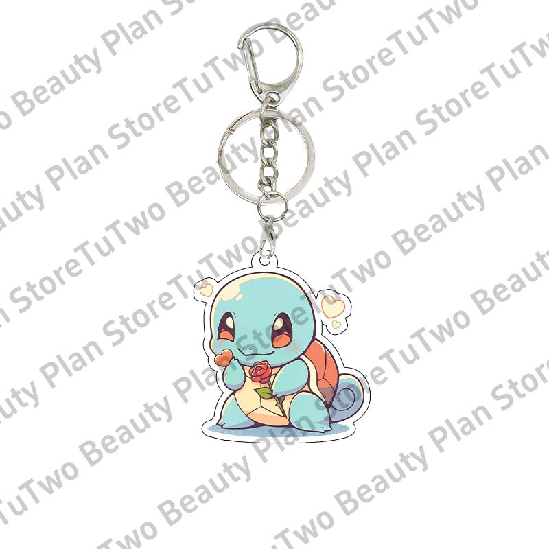 Anime Bulbasaur Squirtle Charmander Cartoon Key Chain Couple Girls Boys Acrylic Backpack Pendant Charm Family Gifts Jewelry Toys
