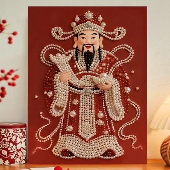 Chinese Horse Year Faux Pearl Painting Kit DIY 3D Lunar New Year Wall Art Zodiac Horse Home Craft Kit Spring Festival Gifts for Beginners Adults